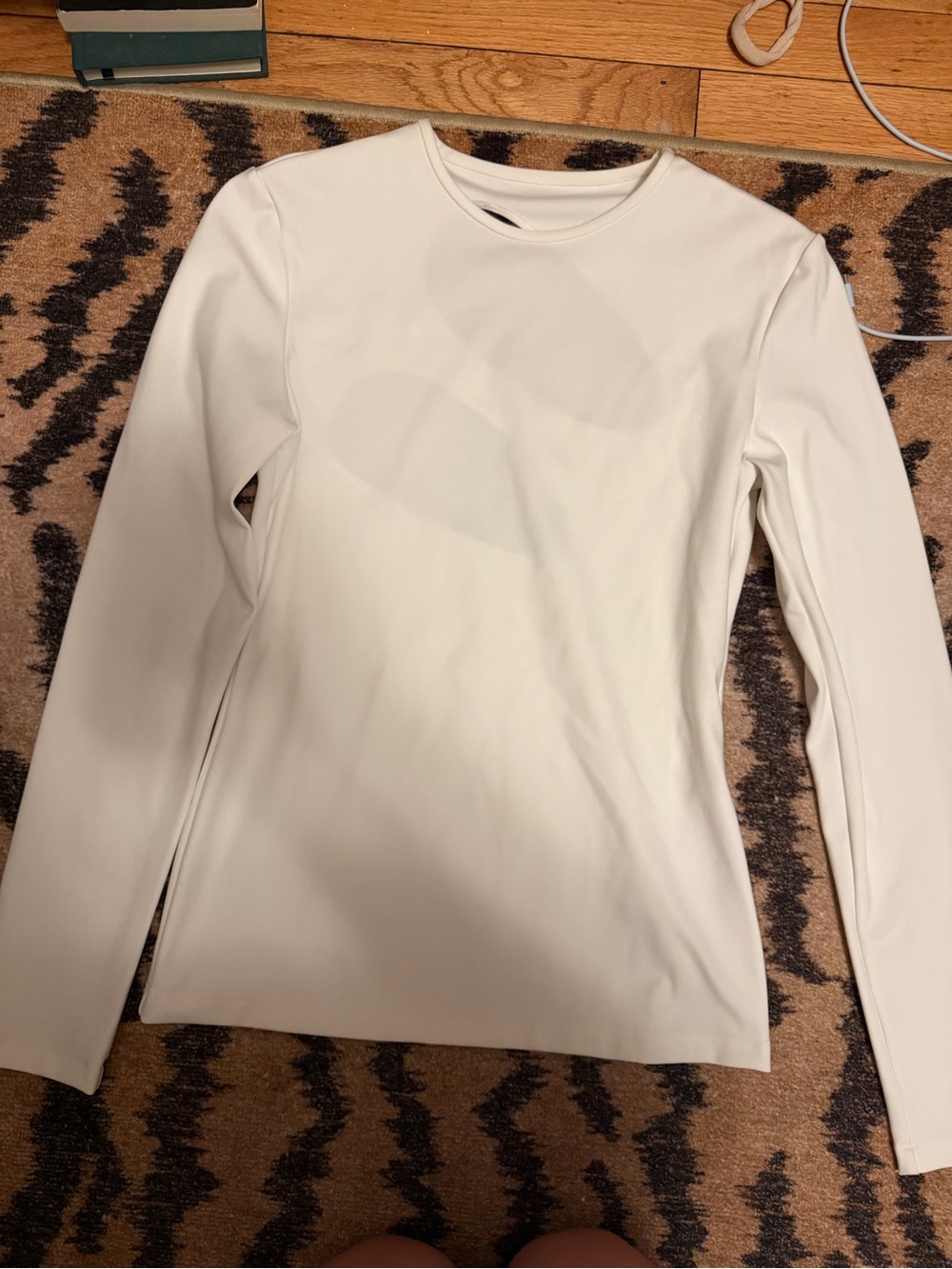 Tibi compact ultra stretch knit cut ouWomen's Long-Sleeve Crew Neck Top in White